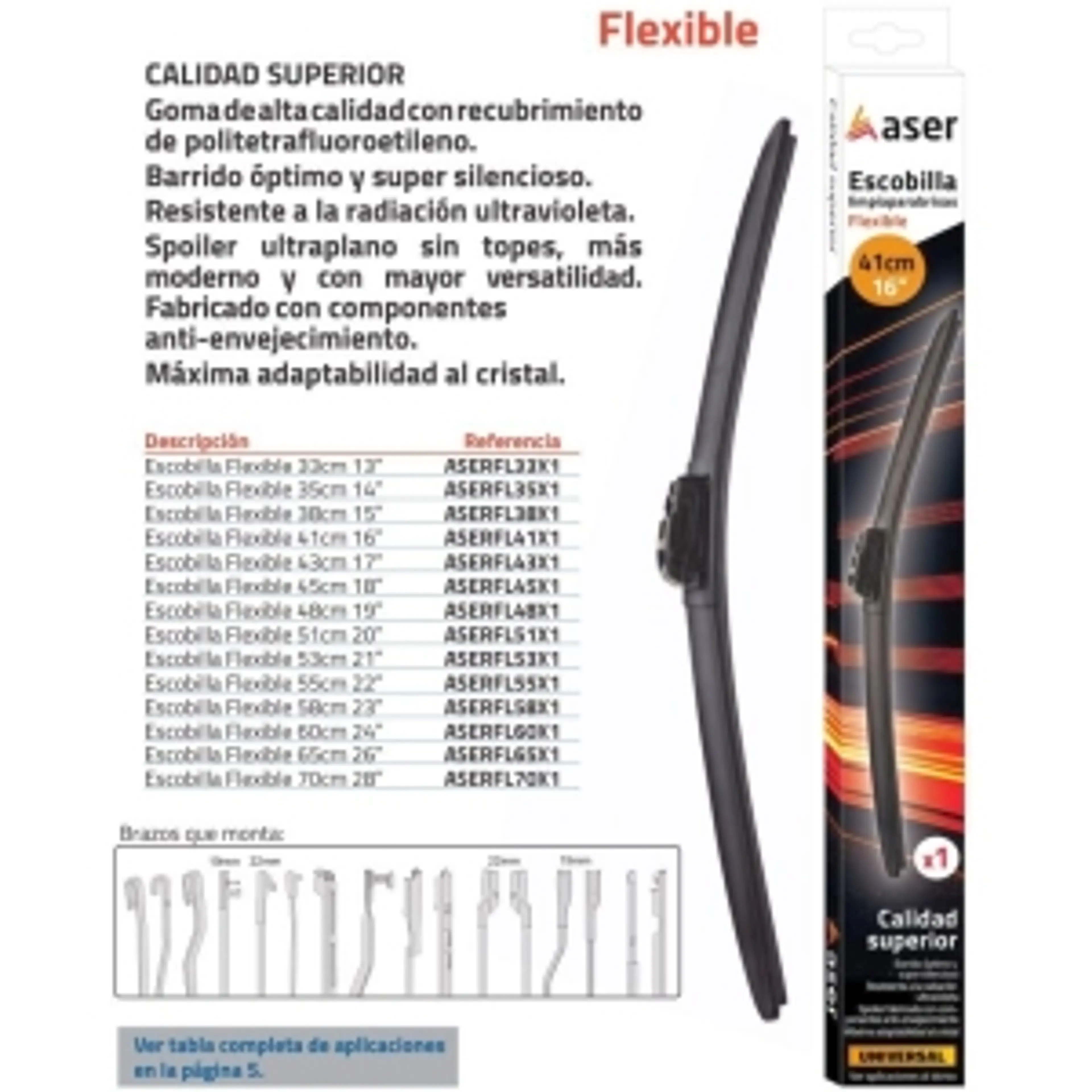 ESCOBILLA TIPO FLEXIBLE ASER 33 CM