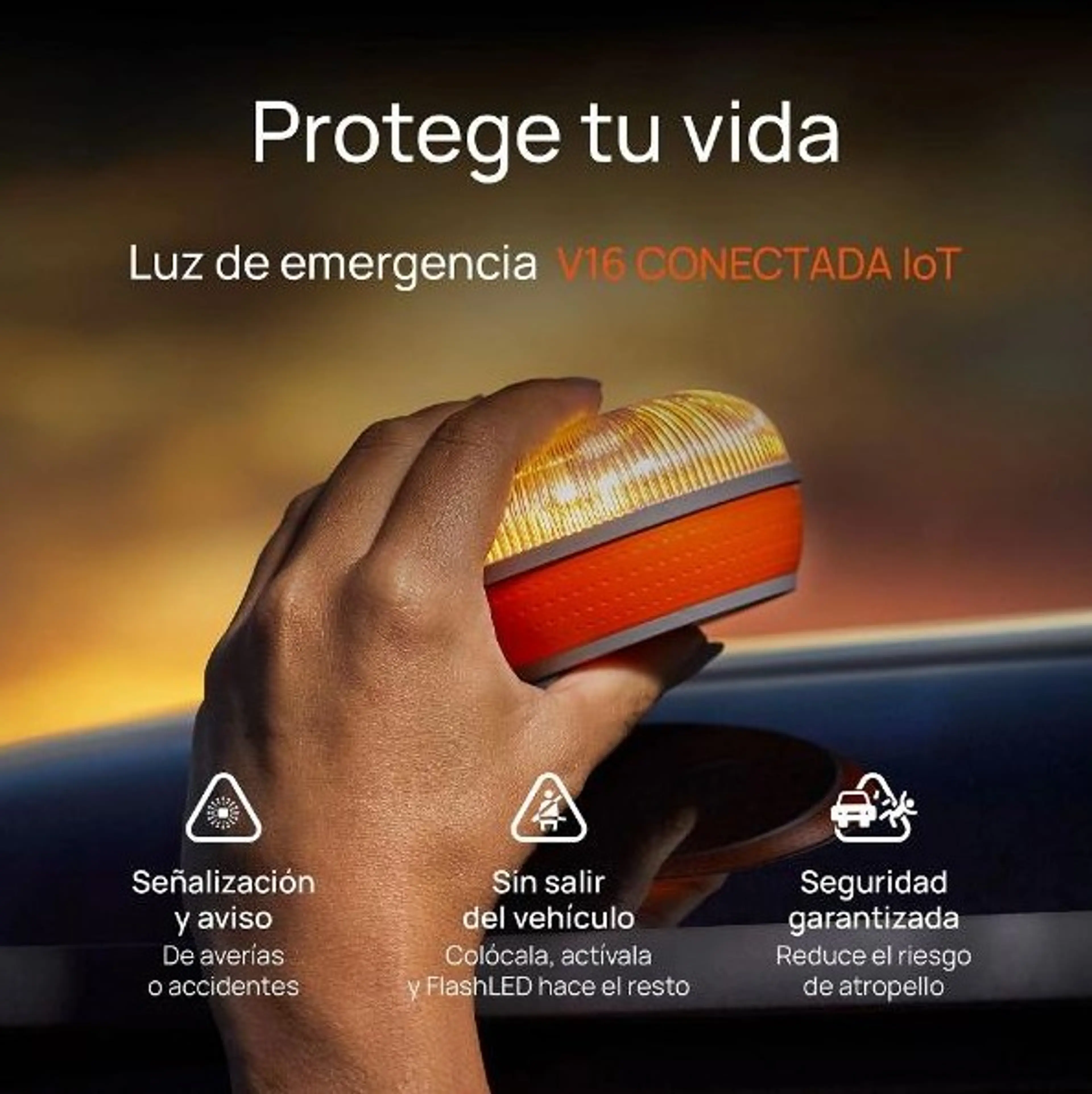 BALIZA SEÑAL LUZ EMER.V16 CONECT
