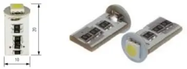 12V 1XSMD 5050 LED T10 WHITE DOUBLE