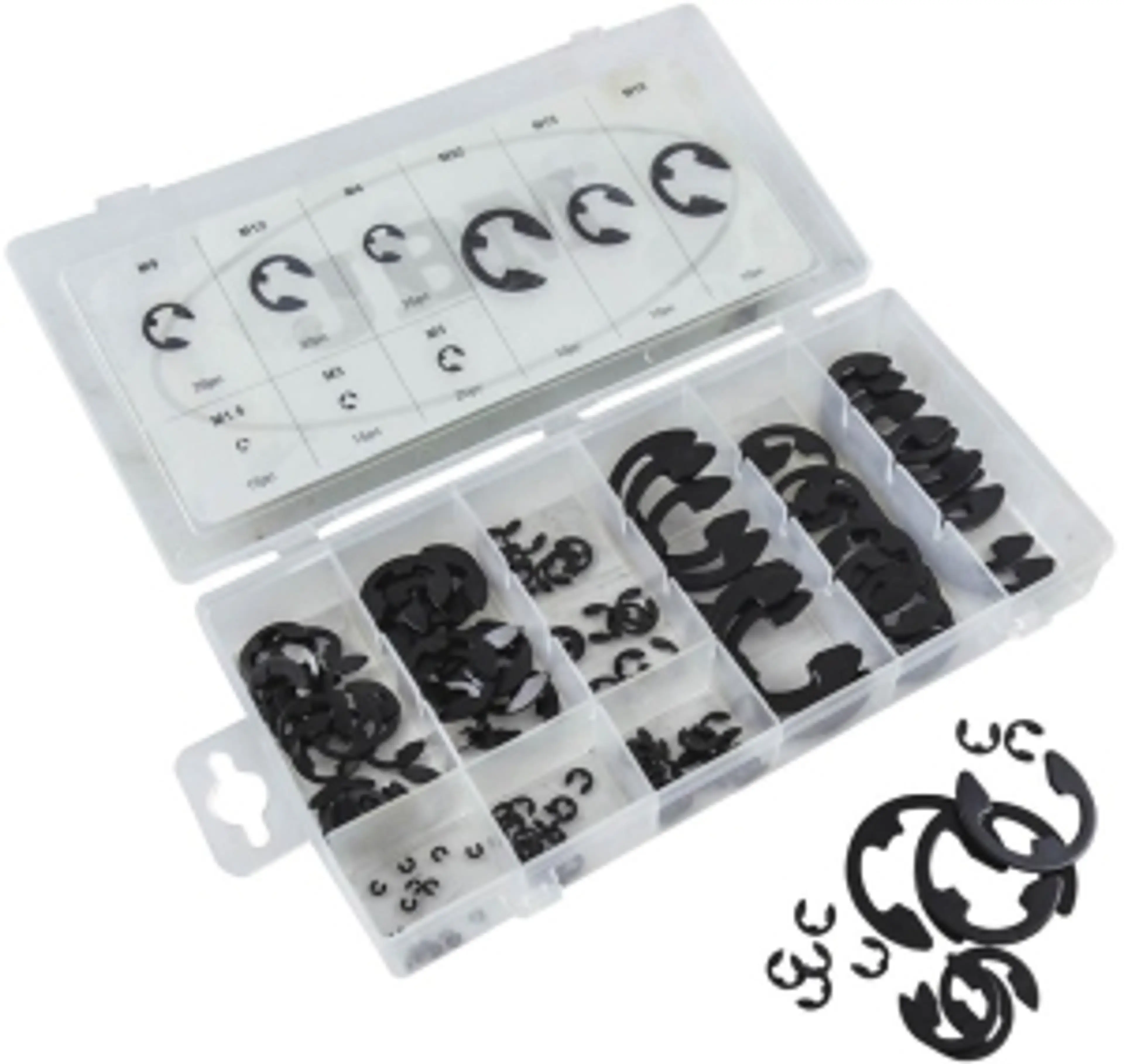 ESTUCHE DE CIRCLIPS TIPO E 150PCS