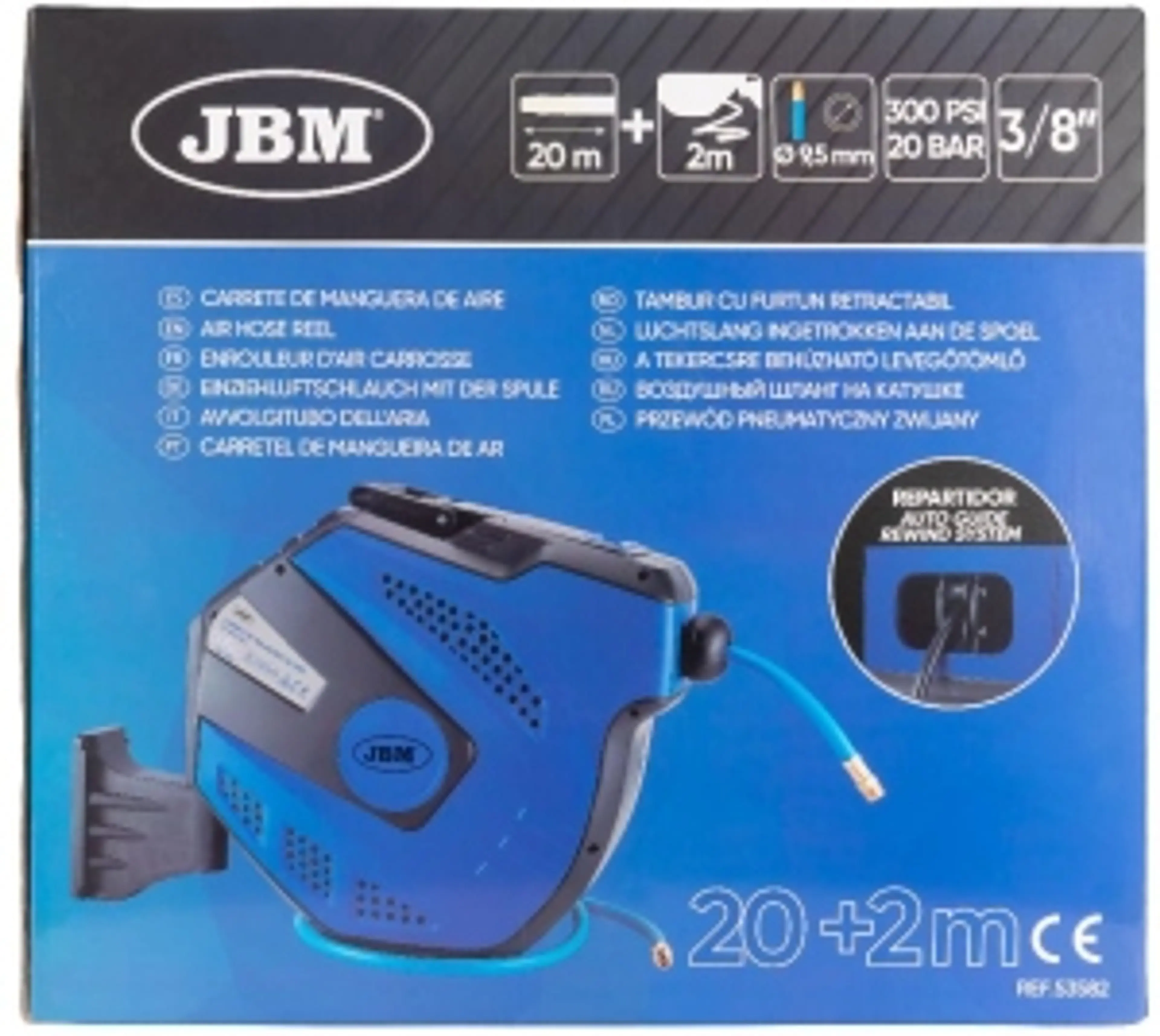 CARRETE DE MANGUERA DE AIRE 20+2M..