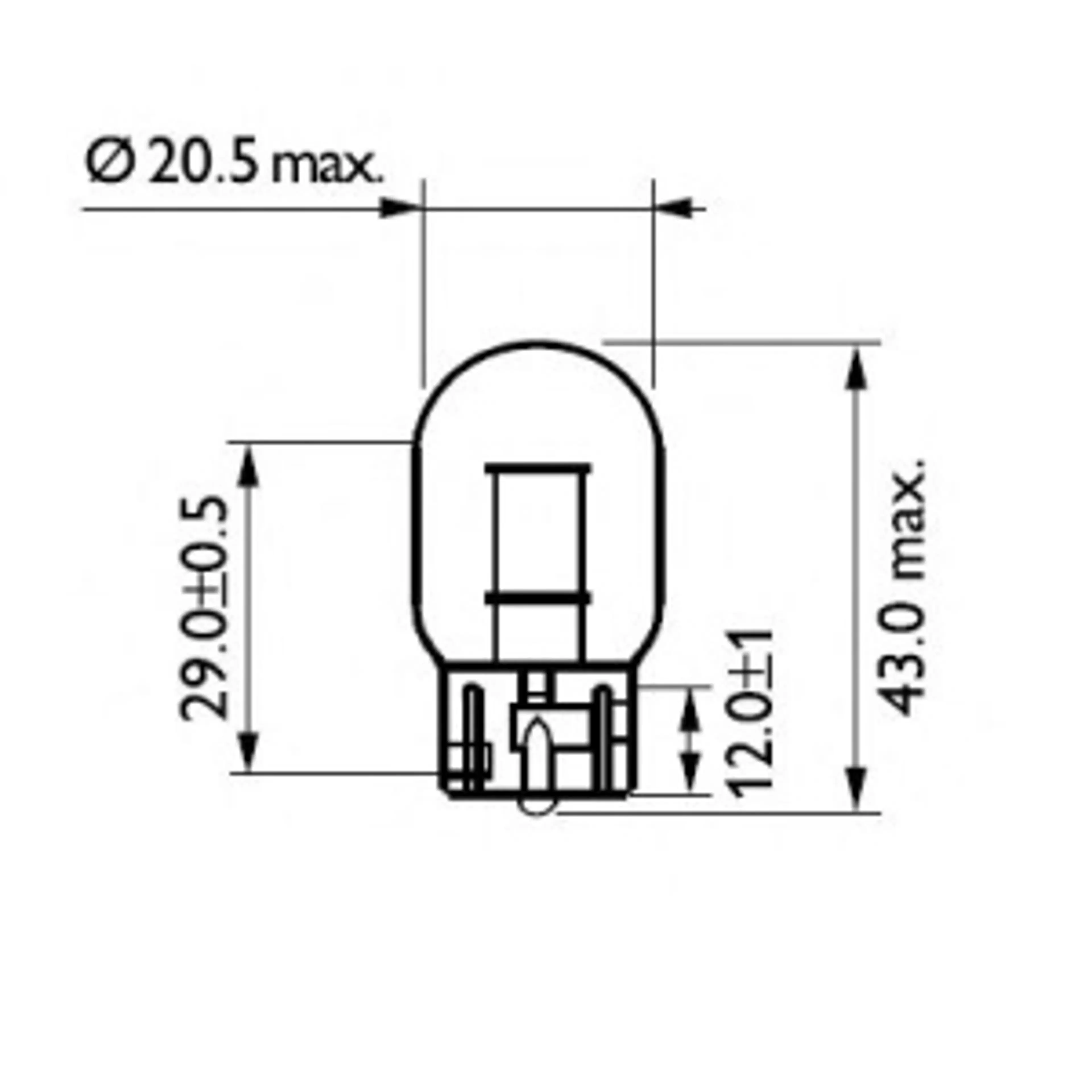 LAMPARA W21W STANDARD 12V21W W3X16D