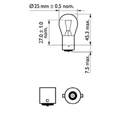 LAMP. STOP P25 STANDARD 12V18W BA15