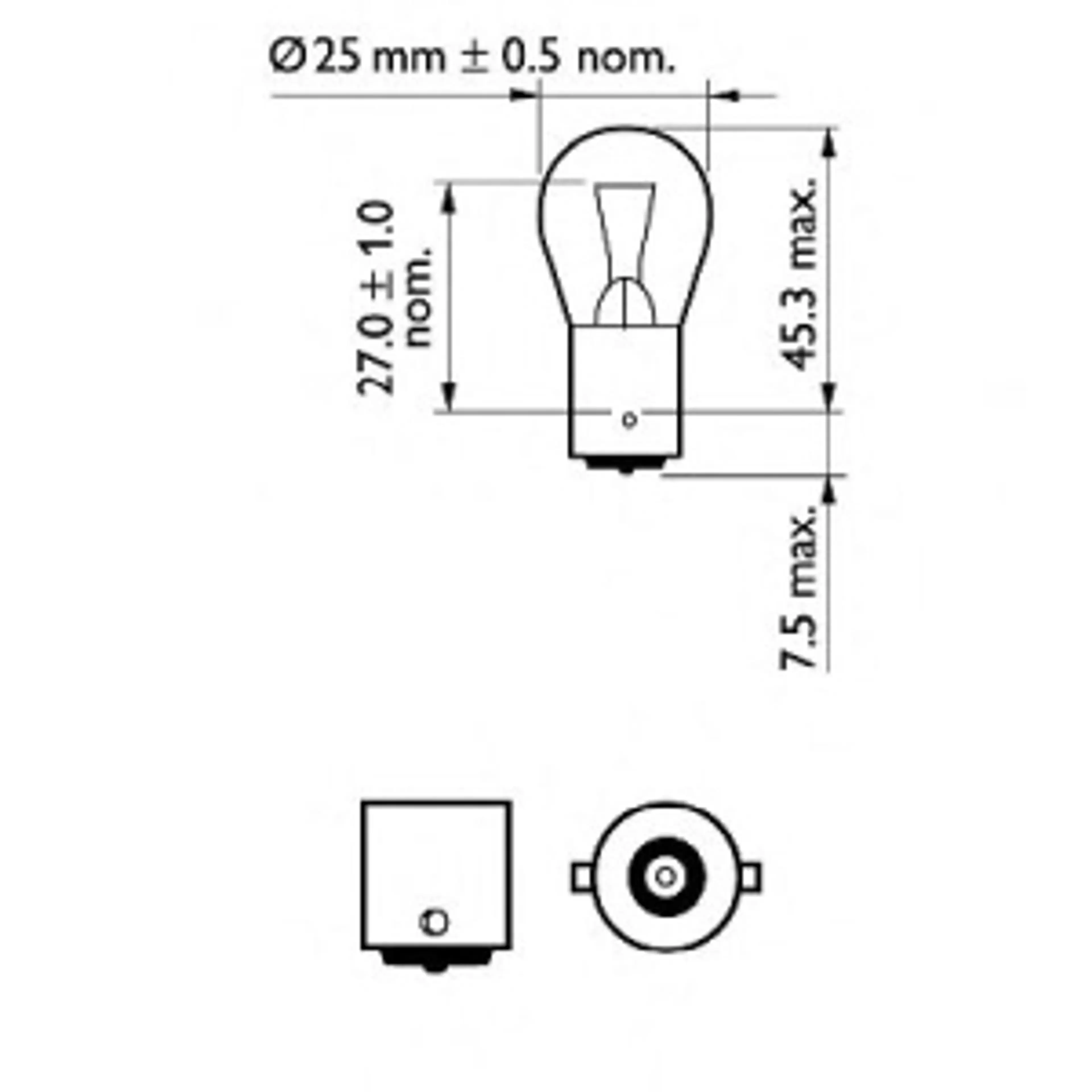 LAMP. STOP P25 STANDARD 12V18W BA15