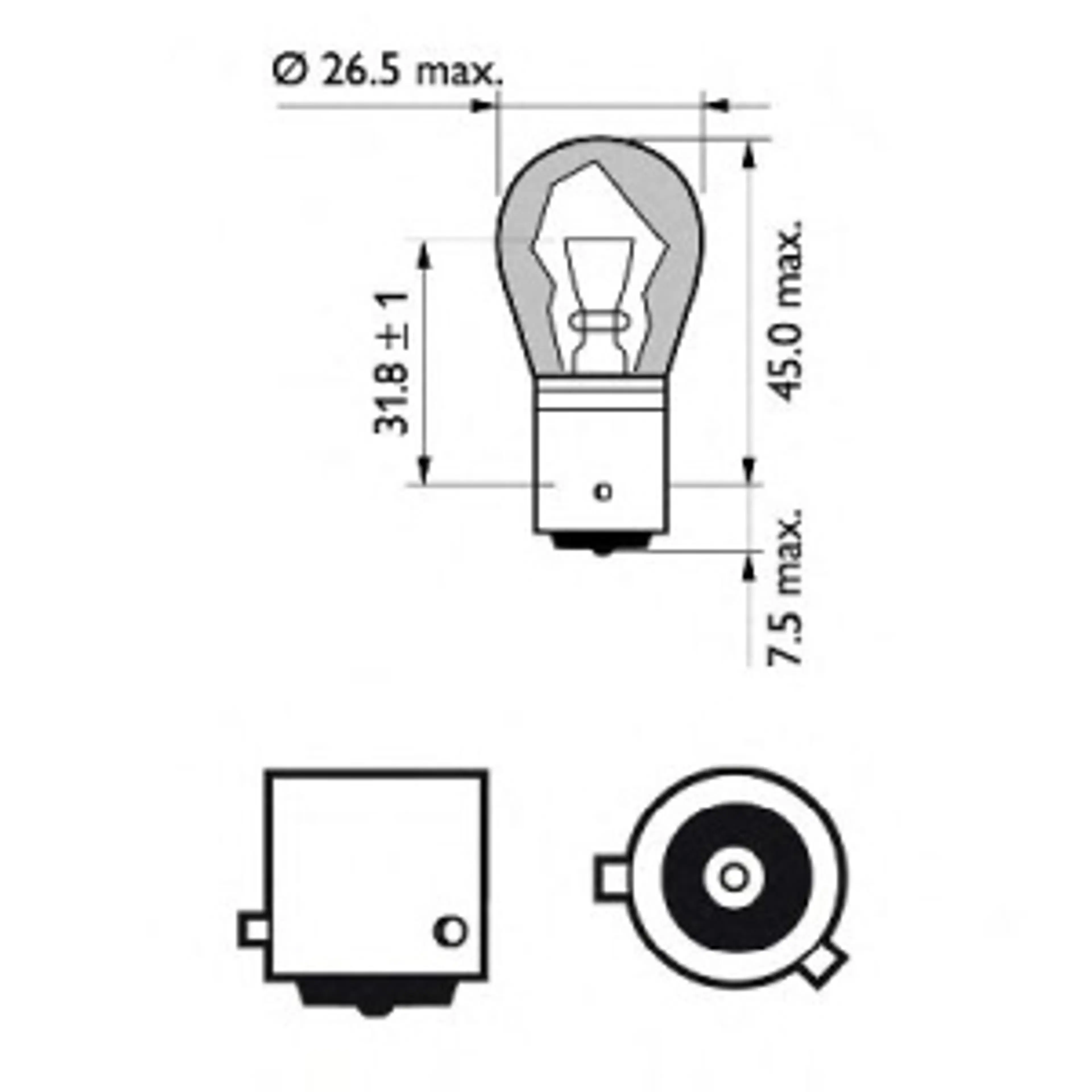 LAMPARA PY21W STANDARD 12V21W BAU15