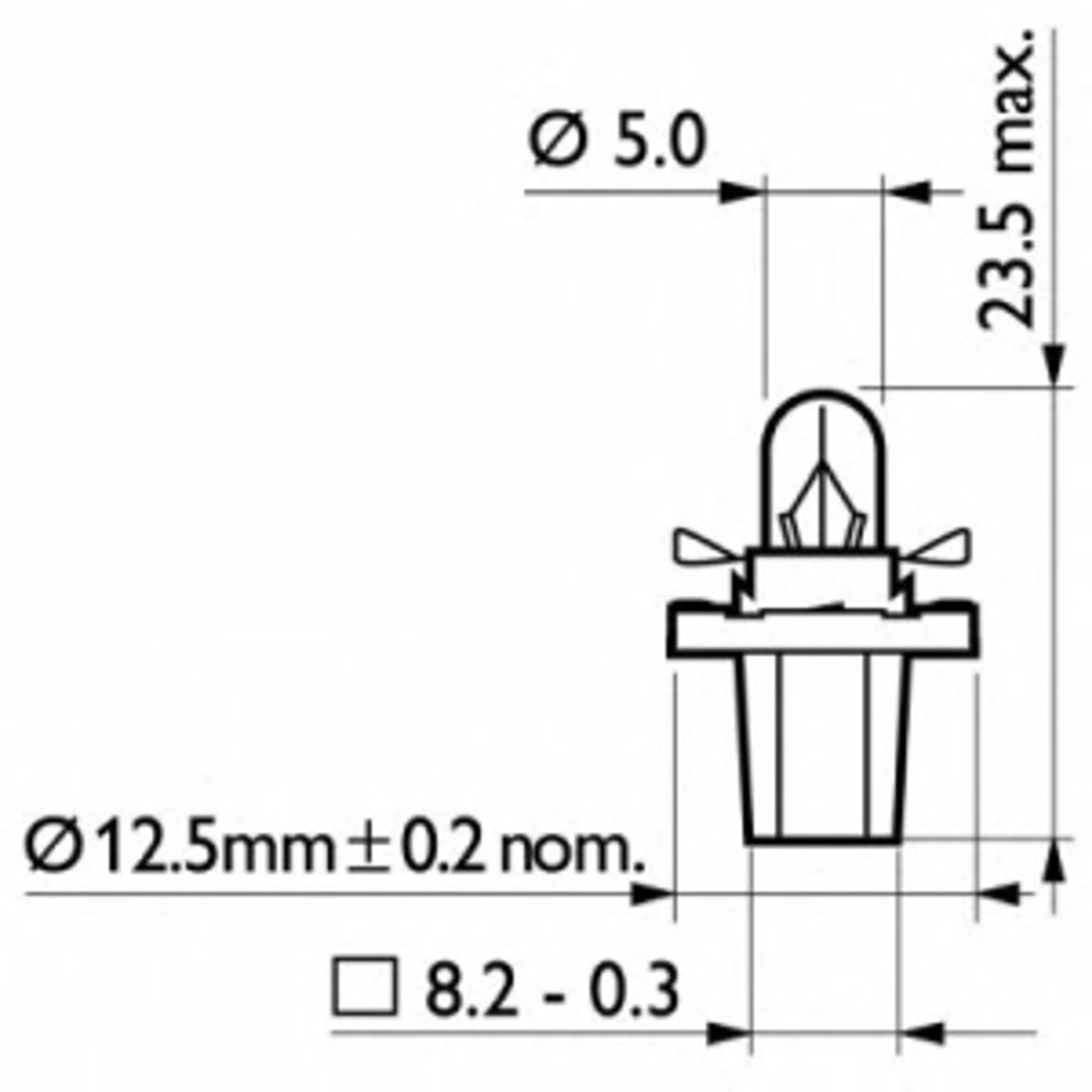 BAX 8,5D/2 BLACK 12V1.2W B8,5D/2