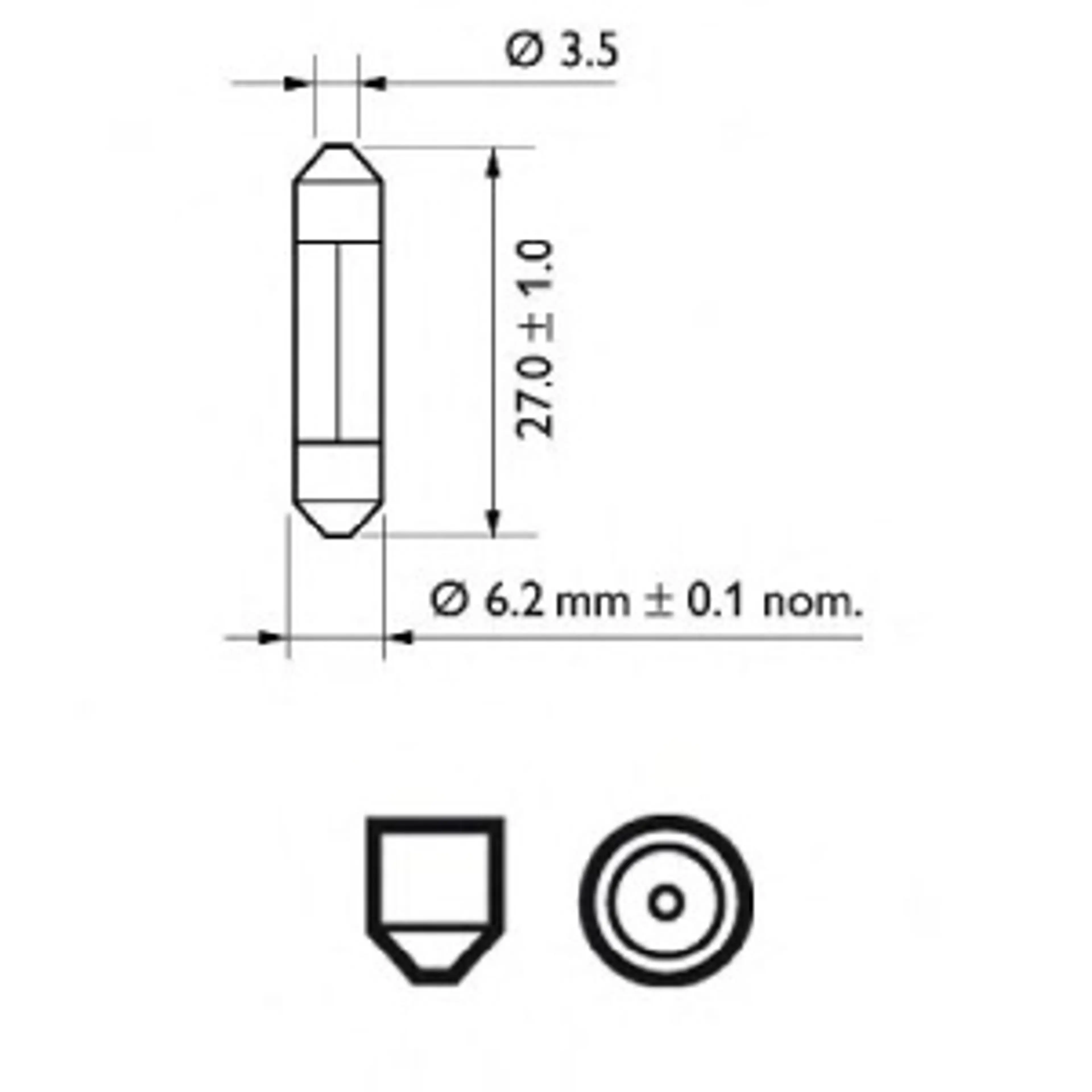 LAMP. FESTOON T6,2X27  12V3W SV6