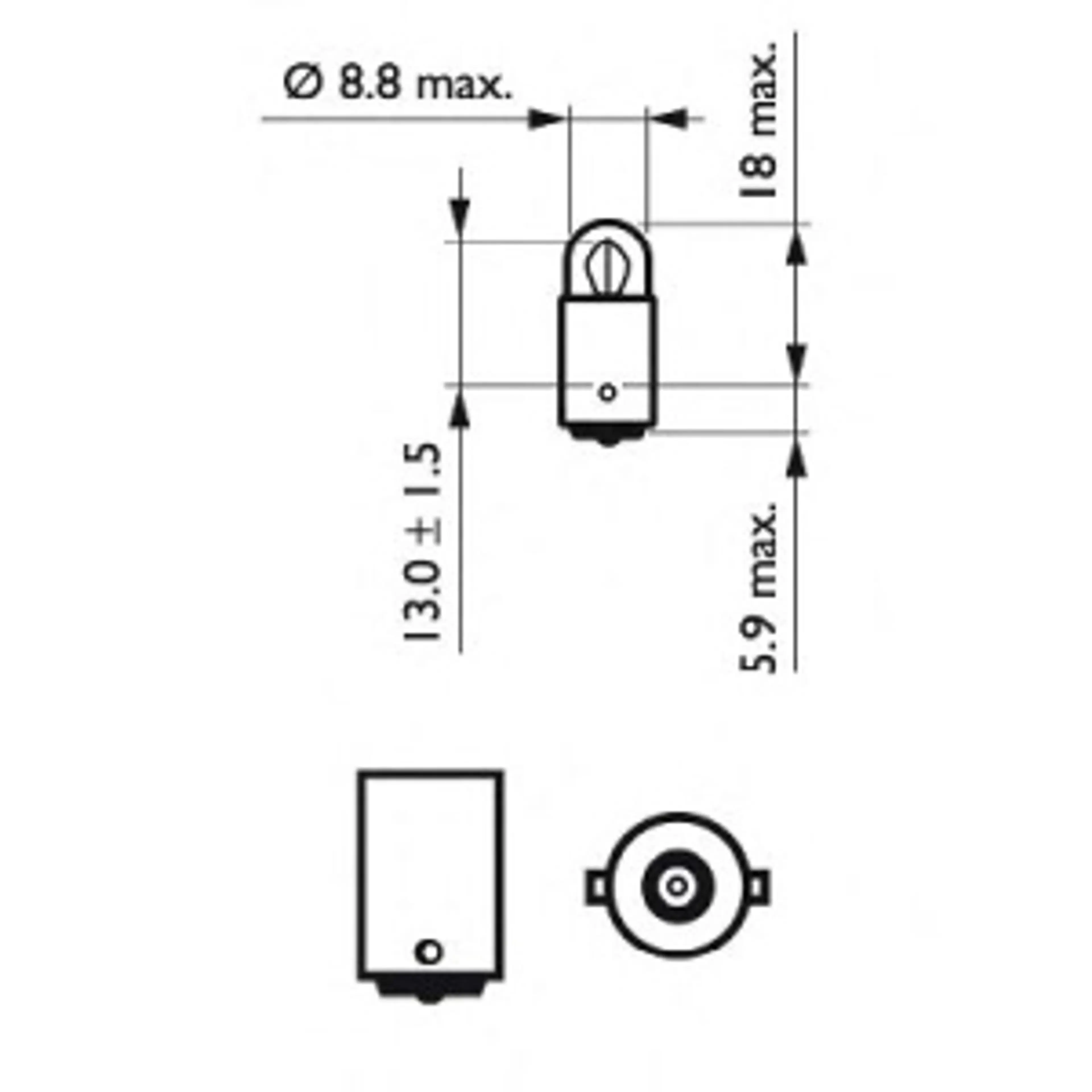 LAMPARA T2W STANDARD 12V2W BA9S