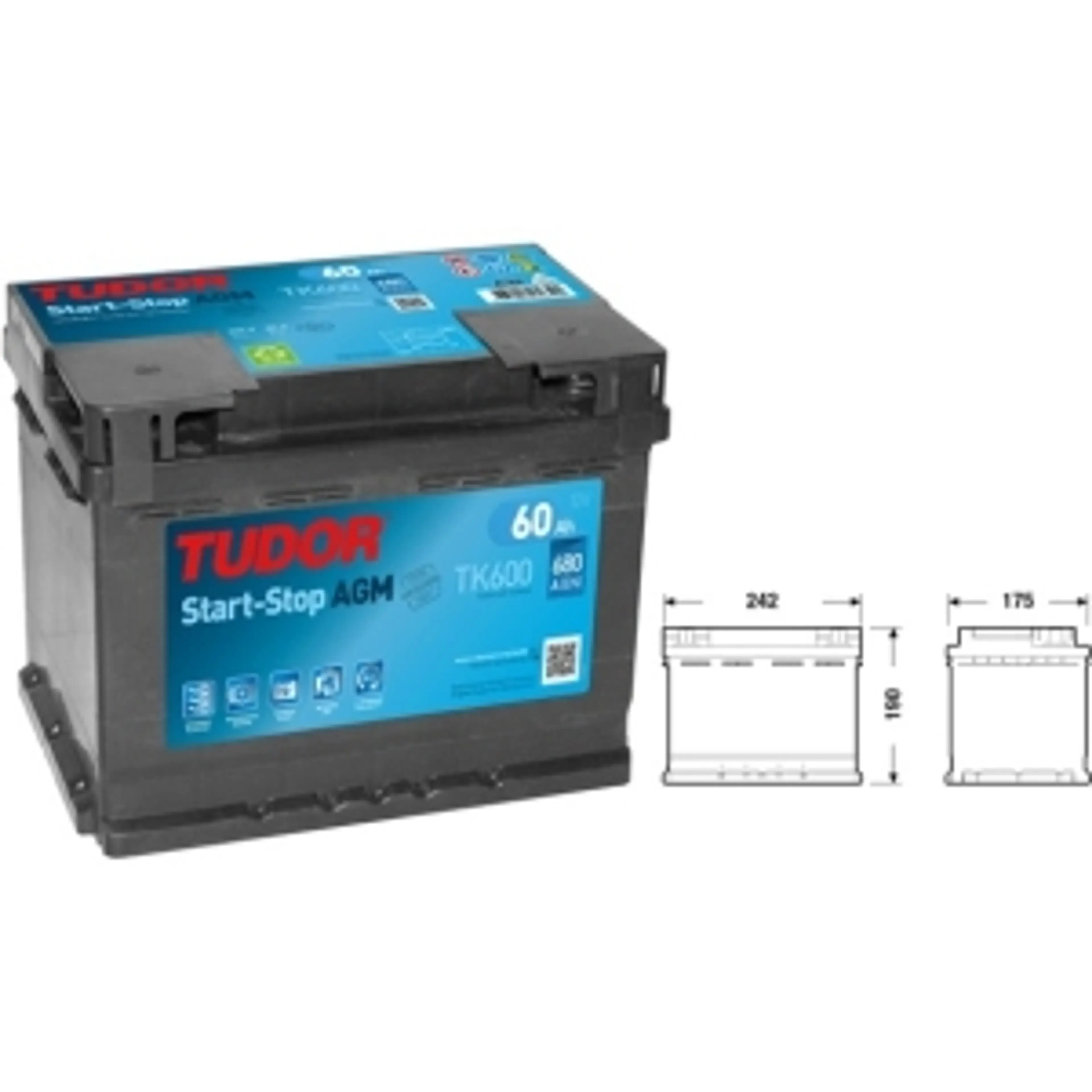 BATERIA TUDOR AGM 60AH 680 EN